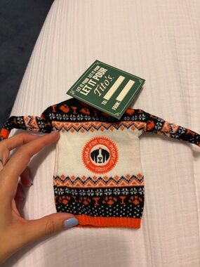 Tito's Orange, Black & White Fair Isle Small Pet Crewneck